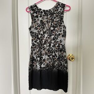 Topshop US 4 Leopard Print Dress Black Ombre with Top Ruffle